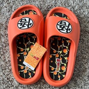 Kids Orange Slide Sandals with Dragon Ball Insole